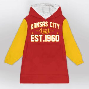 Kansas City Est 1960 Football Blanket Hoodie 1