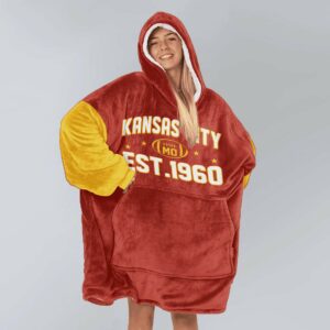 Kansas City Est 1960 Football Blanket Hoodie 2