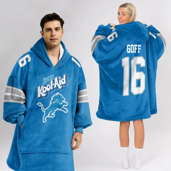 Lions Goff 16 Football Unisex Blanket Hoodie 2