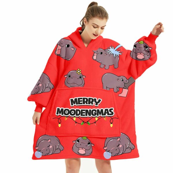 Merry Moodengmas Hippo Blanket Hoodie