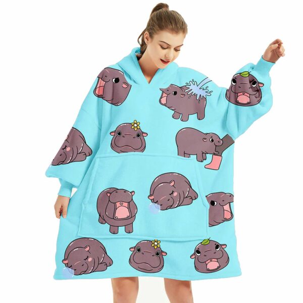 Merry Moodengmas Hippo Blanket Hoodie