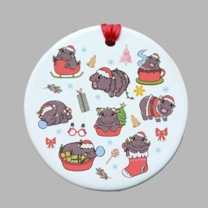 Moo Deng Christmas Ornament