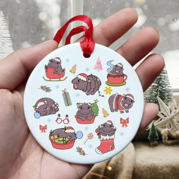 Moo Deng Christmas Ornament