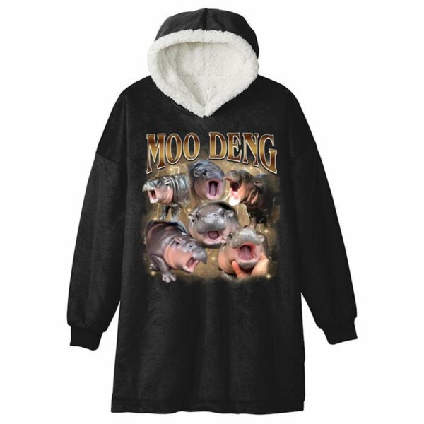 Moo Deng Hippo Meme Blanket Hoodie