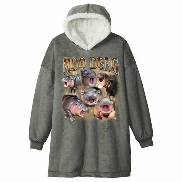 Moo Deng Hippo Meme Blanket Hoodie