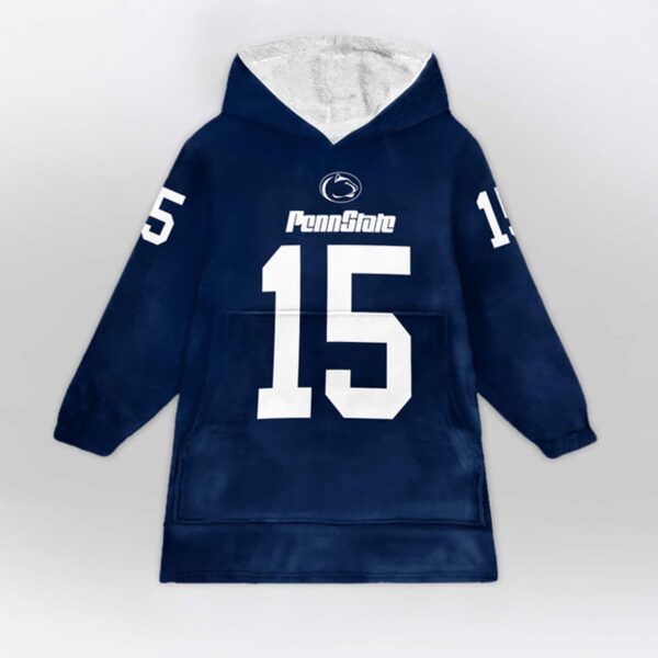 Nittany Lions 15 Football Unisex Blanket Hoodie 1