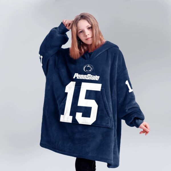 Nittany Lions 15 Football Unisex Blanket Hoodie 2