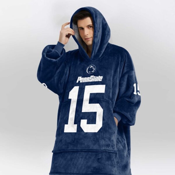 Nittany Lions 15 Football Unisex Blanket Hoodie 4