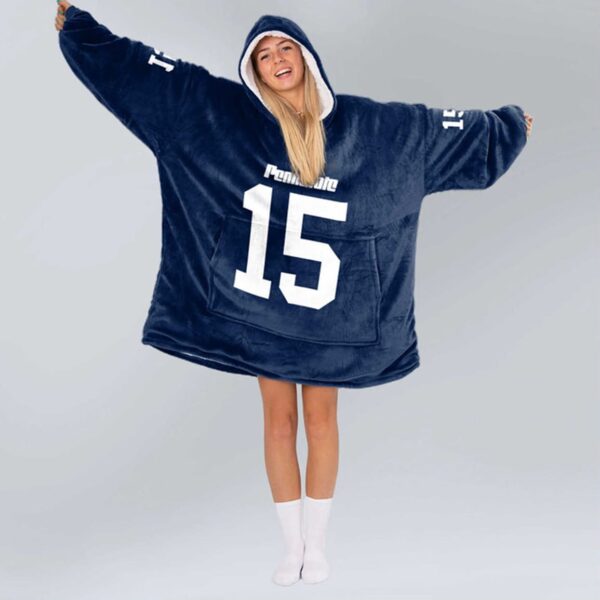 Nittany Lions 15 Football Unisex Blanket Hoodie 5