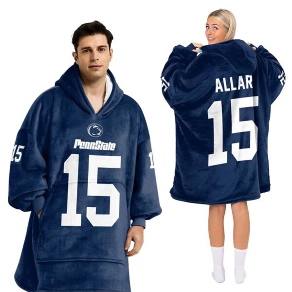 Nittany Lions 15 Football Unisex Blanket Hoodie