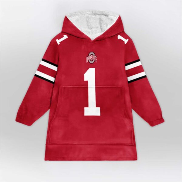 Ohio State 1 Football Unisex Blanket Hoodie 1