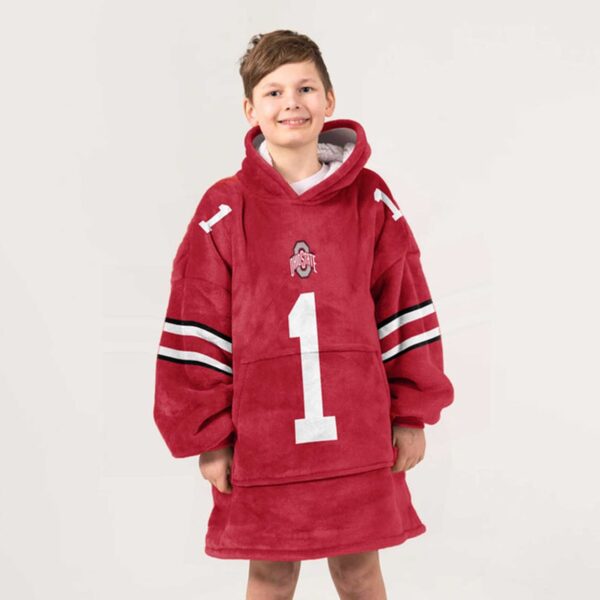 Ohio State 1 Football Unisex Blanket Hoodie 5