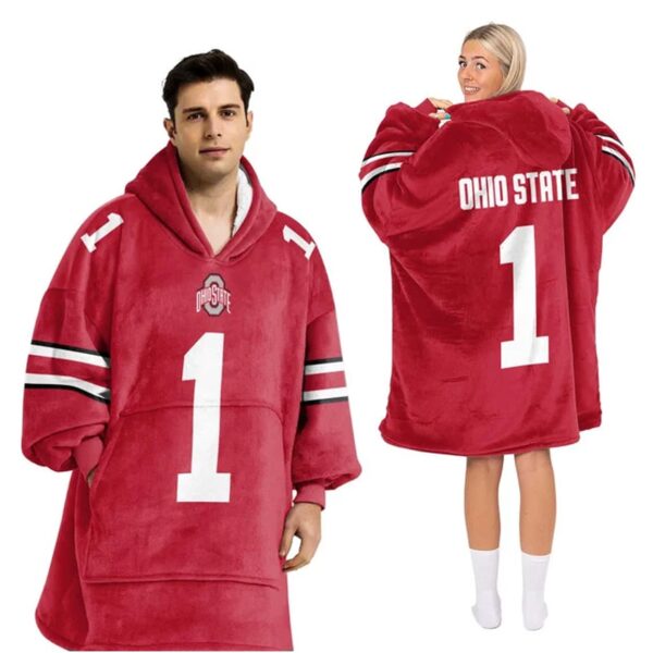 Ohio State 1 Football Unisex Blanket Hoodie