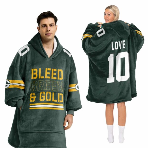 Packers Bleed Green And Gold Football Unisex Blanket Hoodie 2