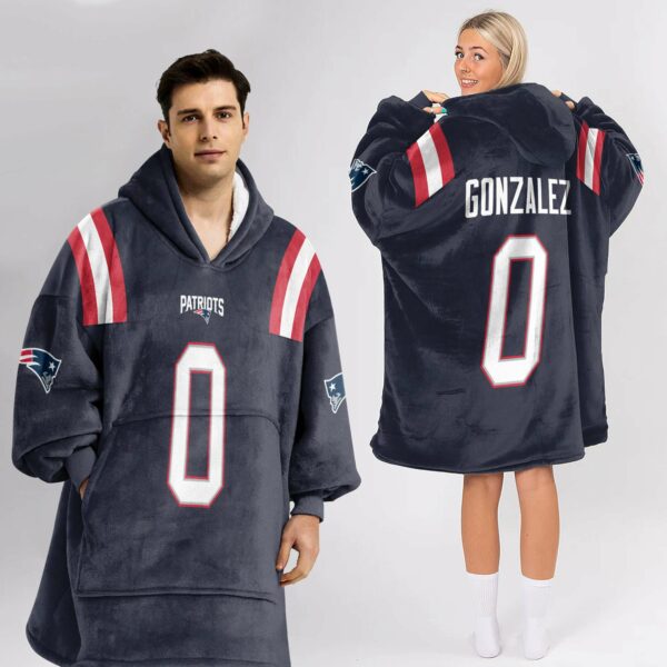 Patriots Gonzalez 0 Football Unisex Blanket Hoodie 2