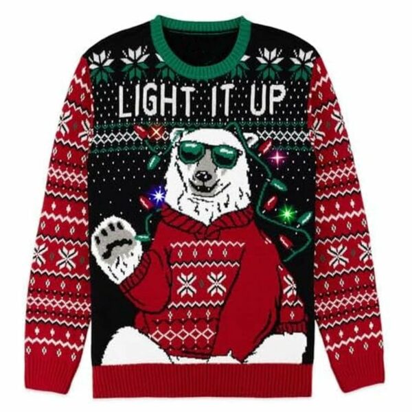 Polar Bear Light It Up Ugly Christmas Sweater