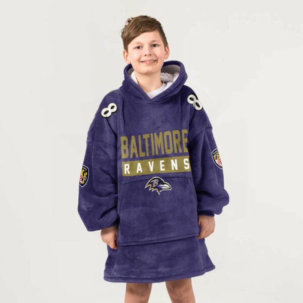 Ravens Jackson 8 Football Blanket Hoodie 2