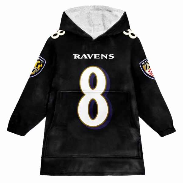 Ravens Jackson 8 Football Unisex Blanket Hoodie