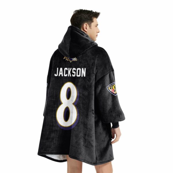 Ravens Jackson 8 Football Unisex Blanket Hoodie