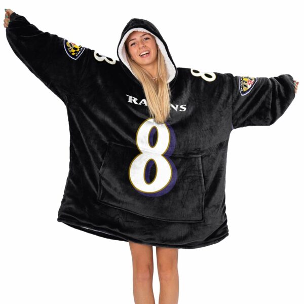 Ravens Jackson 8 Football Unisex Blanket Hoodie