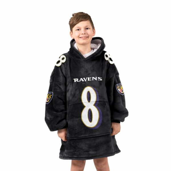 Ravens Jackson 8 Football Unisex Blanket Hoodie