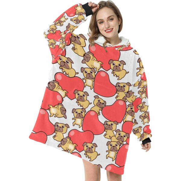 Red Heart Pugs Blanket Hoodie