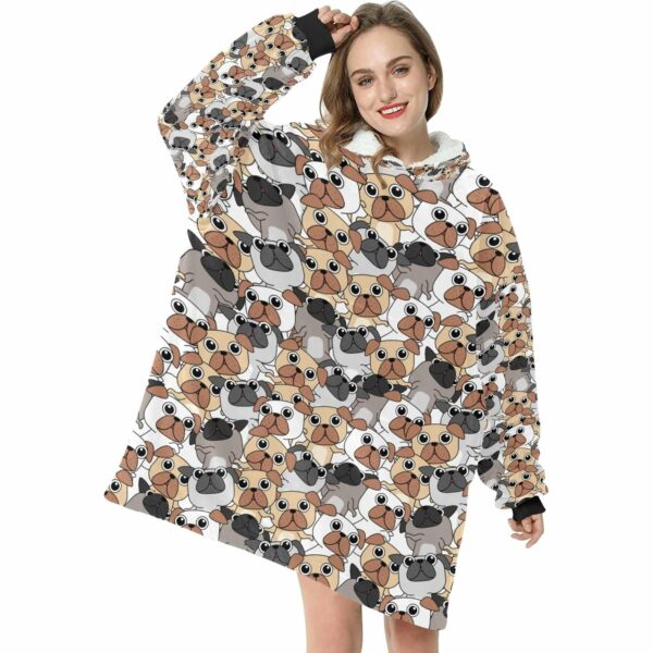 Rumble Rumble Pug Love Blanket Hoodie