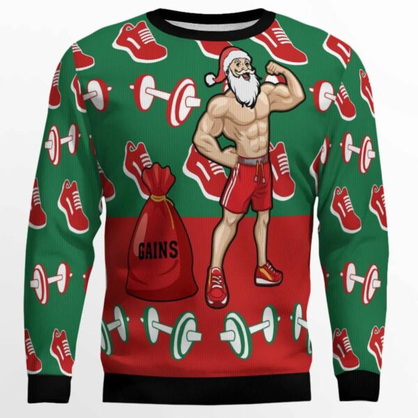 Santa Gym Ugly Christmas Sweater