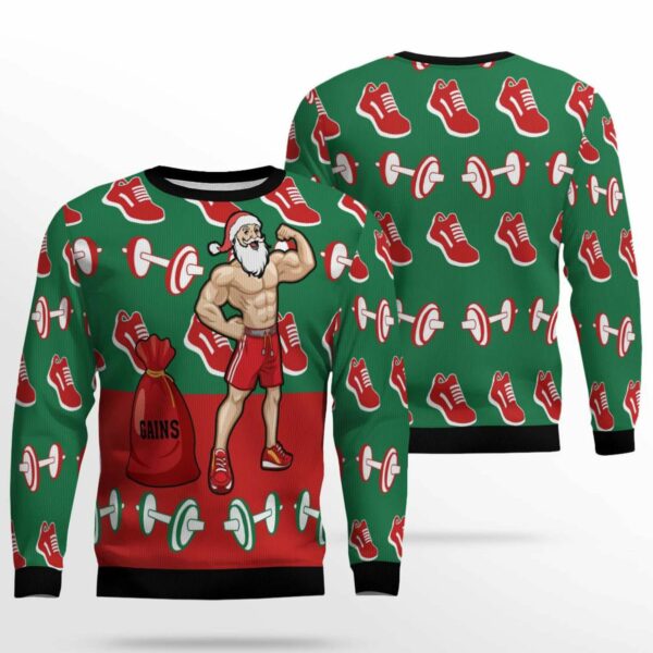 Santa Gym Ugly Christmas Sweater