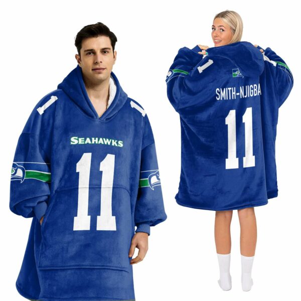 Seahawks Smith Njigba 11 Football Unisex Blanket Hoodie