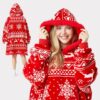 Snowflake Reindeer Blanket Hoodie