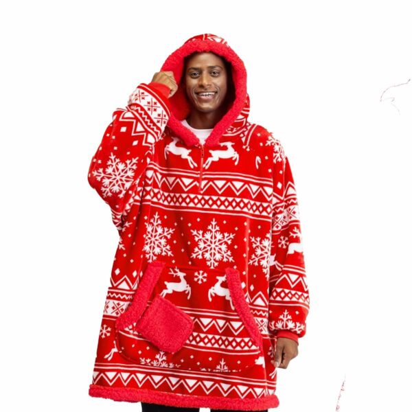 Snowflake Reindeer Blanket Hoodie