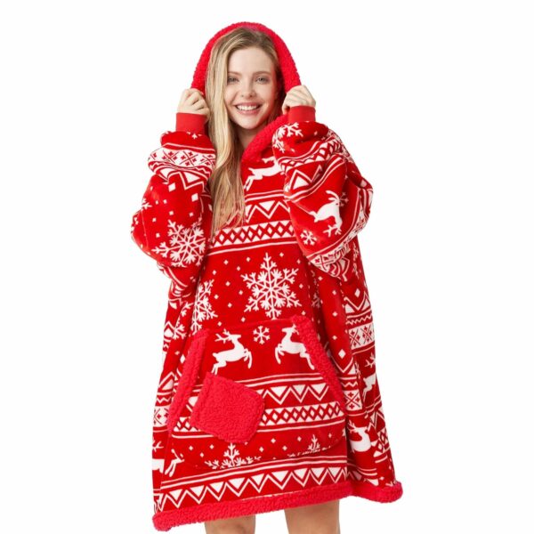 Snowflake Reindeer Blanket Hoodie