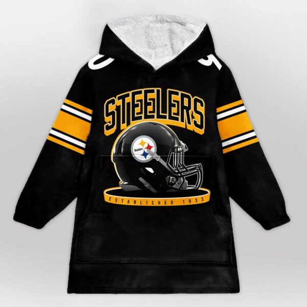 Steelers 90 Watt Football Unisex Blanket Hoodie 1