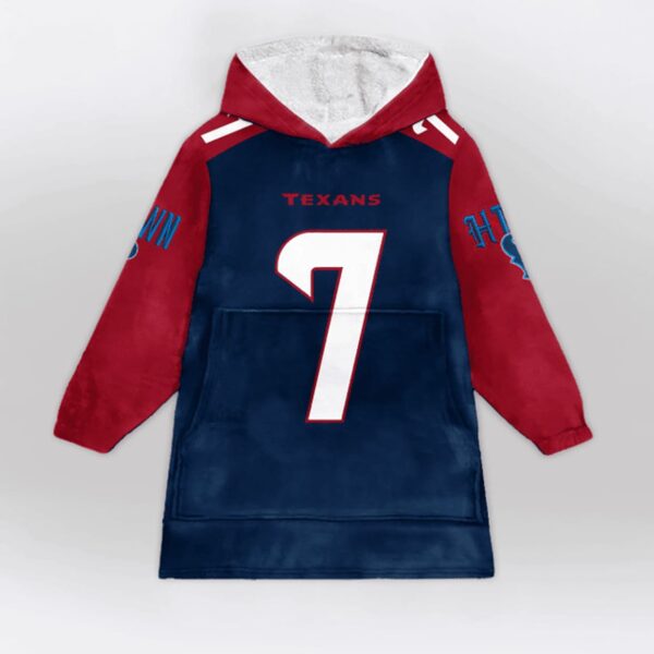 Texans C J Stroud 7 Football Unisex Blanket Hoodie 1