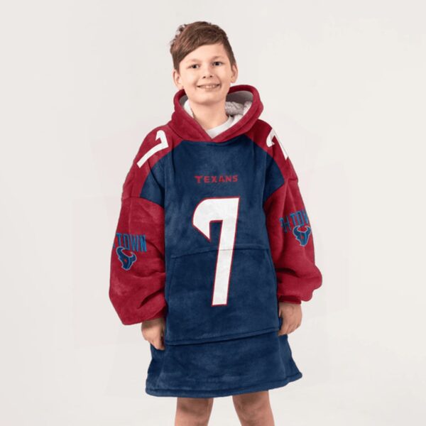 Texans C J Stroud 7 Football Unisex Blanket Hoodie 4