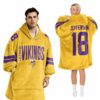 Vikings 18 Jeffersun Football Unisex Blanket Hoodie