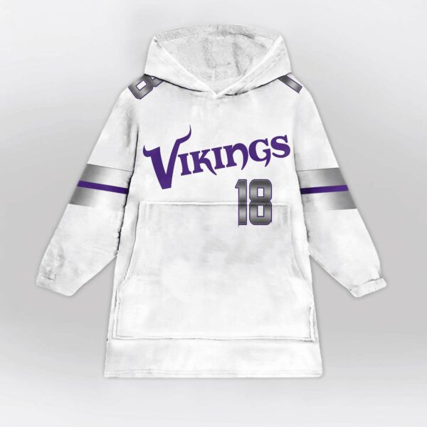 Vikings Jeffersun 18 Football Blanket Hoodie