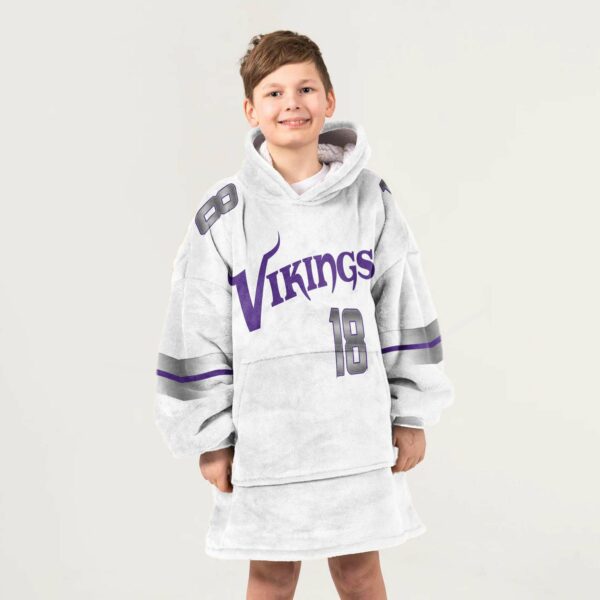 Vikings Jeffersun 18 Football Blanket Hoodie