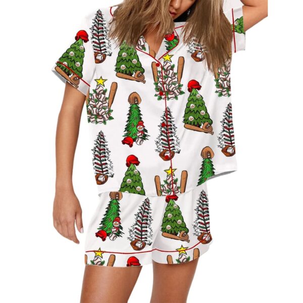 Womens Baseball Christmas Pajama Set