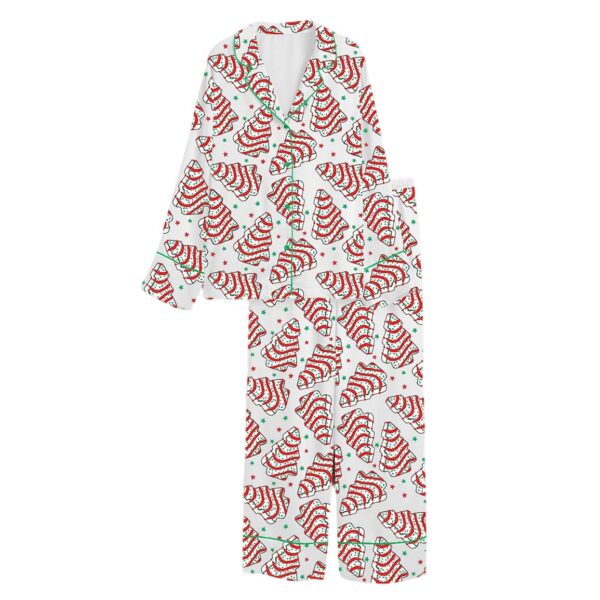 Womens Christmas Tree Cake Satin Pajama Set