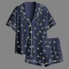 Womens Christmas Tree Satin Pajama Set 1