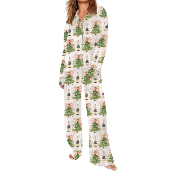 Womens Coquette Glitter Christmas Tree Pajama Set 1