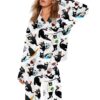 Womens Funny Black Cat Liquor Art Pajama Set