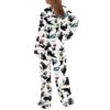 Womens Funny Black Cat Liquor Art Pajama Set 2