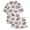 Womens Moo Deng Baby Hippo Satin Pajama Set 1