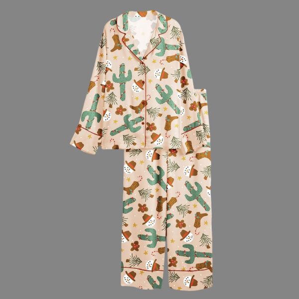 Womens Western Cowboy Boots Satin Pajama Set