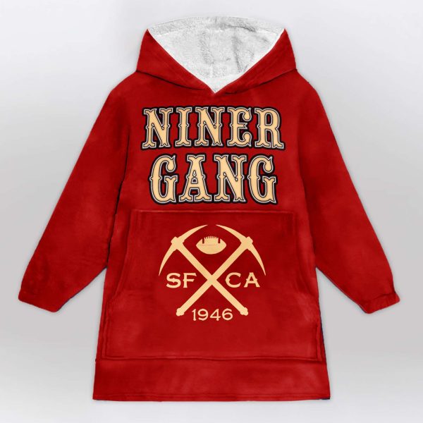 49ers 1946 Niner Gang Football Blanket Hoodie