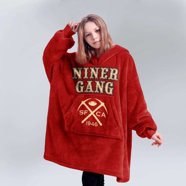 49ers 1946 Niner Gang Football Blanket Hoodie