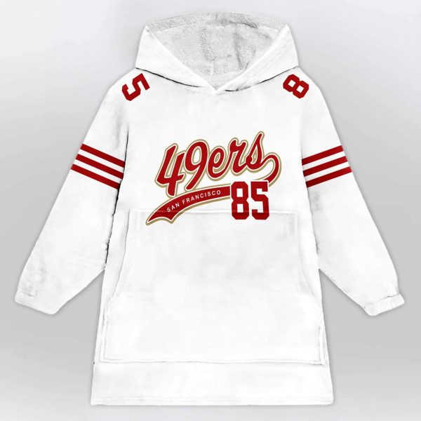 49ers 85 Kittle Football Blanket Hoodie 1